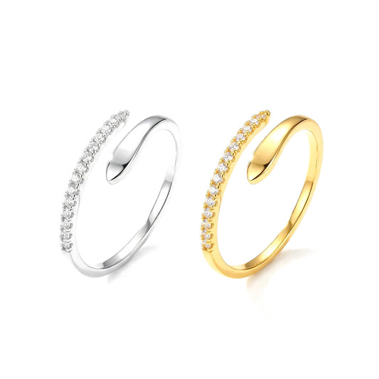 Anillo Serpiente Ajustable con Zirconias