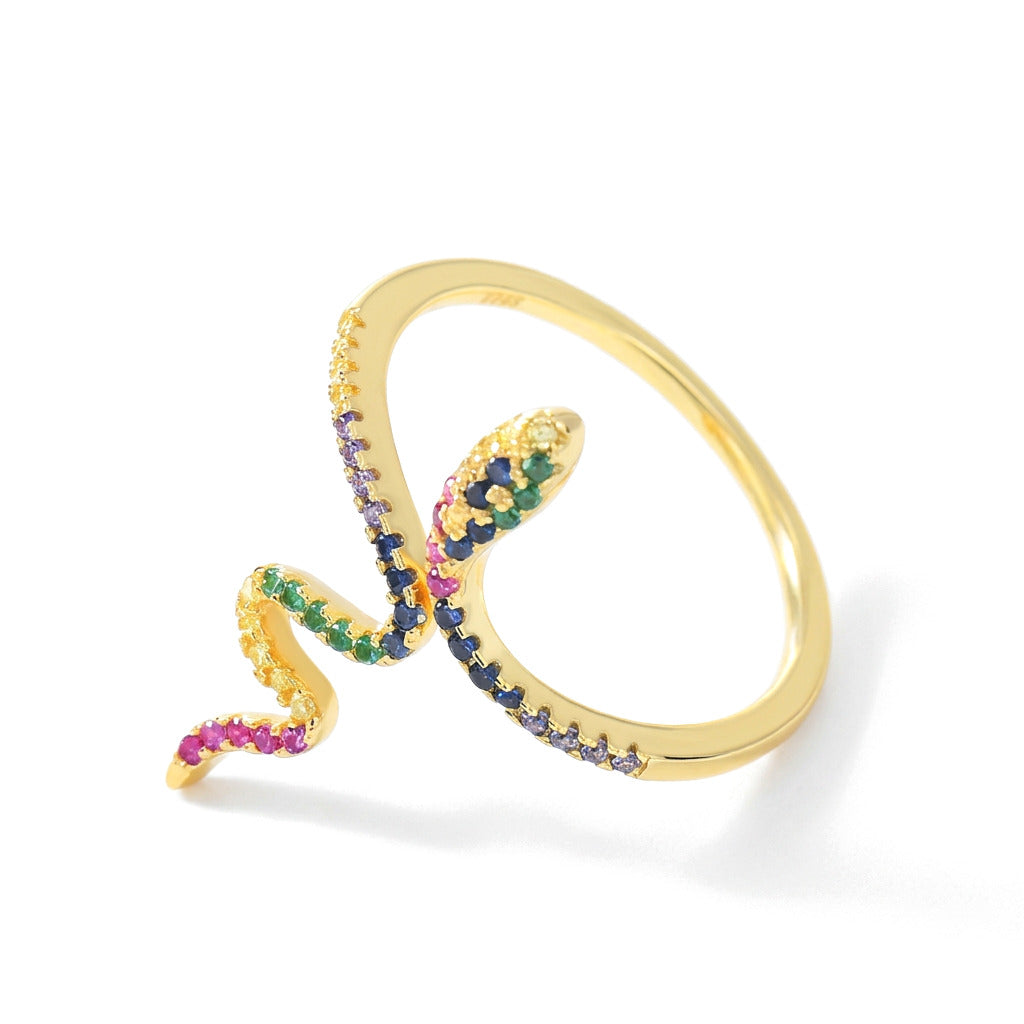 Anillo Serpiente con Zirconias de Color