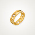 Anillo Sol y luna calados dorado