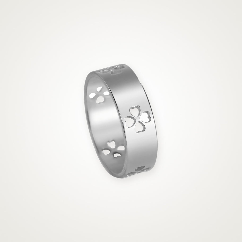 Anillo Tréboles calados plateado