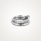 Anillo Tres aros con brillos plateado