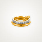 Anillo Tres aros con brillos dorado