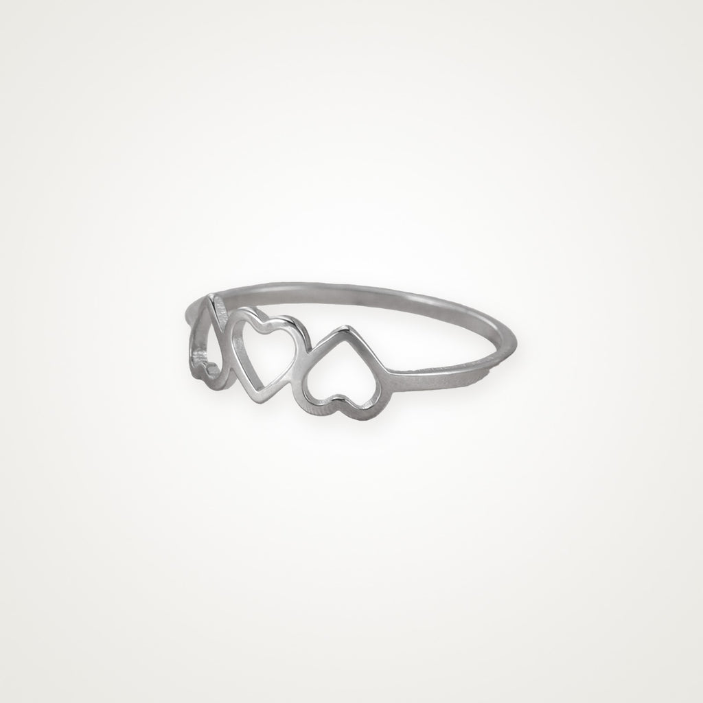 Anillo Tres corazones plateado