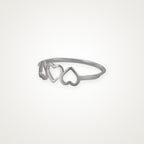 Anillo Tres corazones plateado