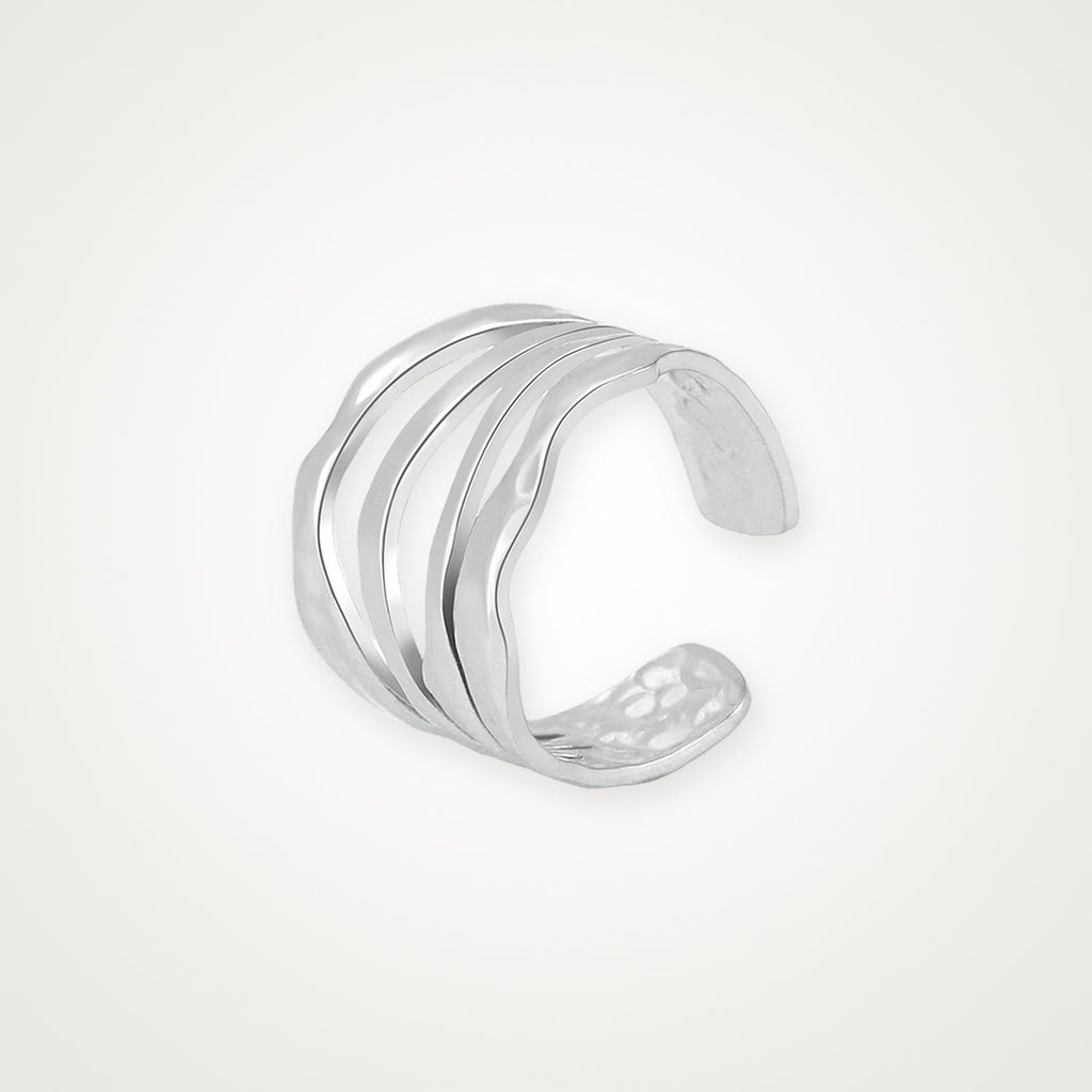 Anillo Tres ondas plateado