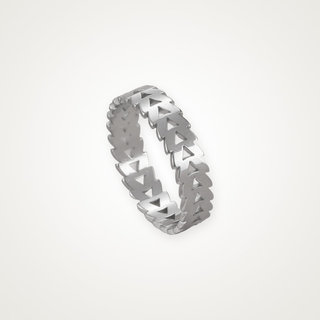 Anillo Triángulos plateado
