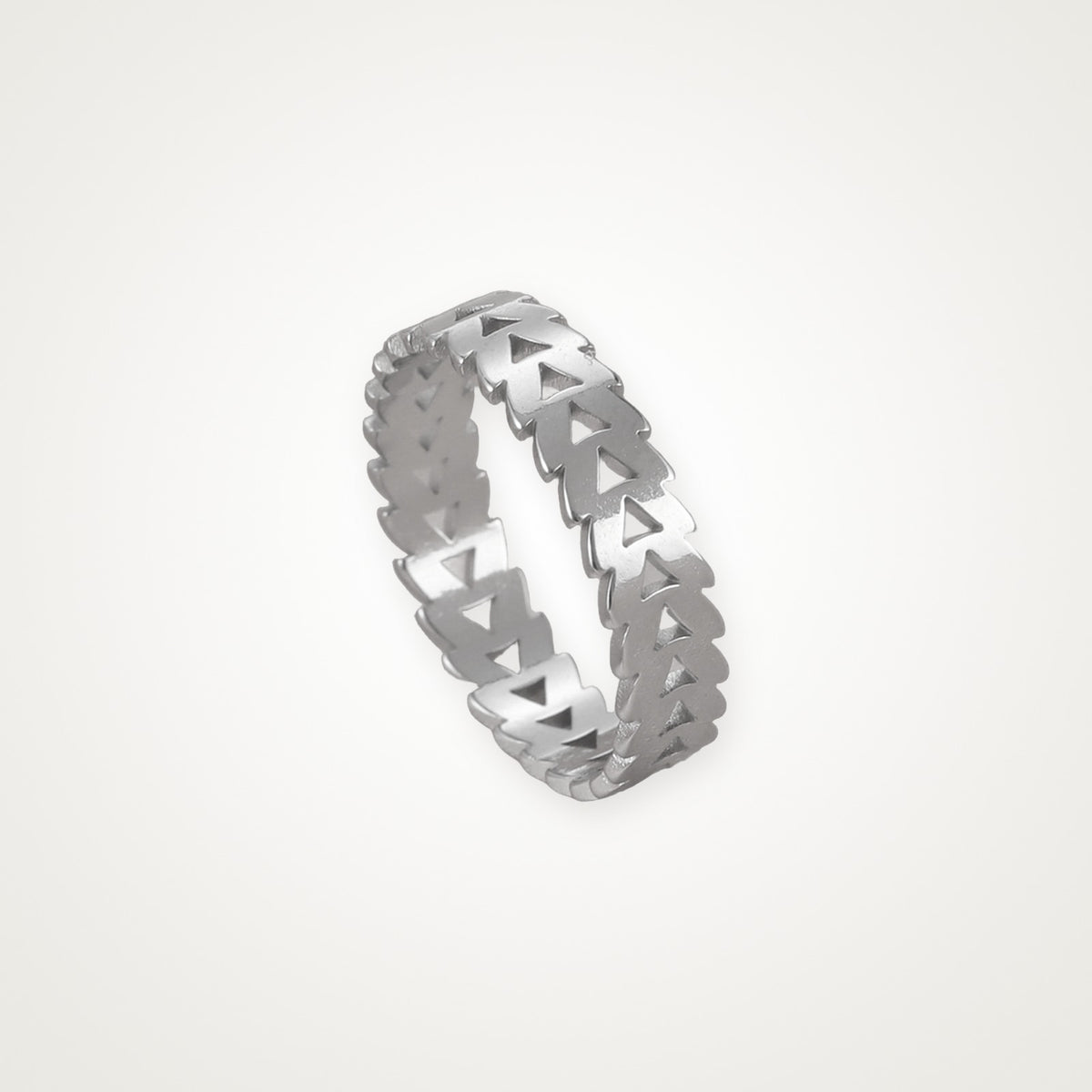 Anillo Triángulos plateado