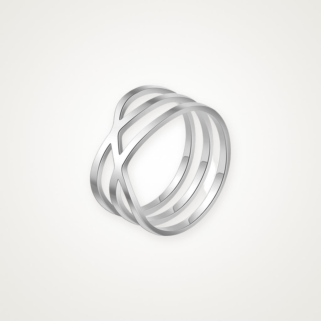 Anillo Triple cruzado plateado