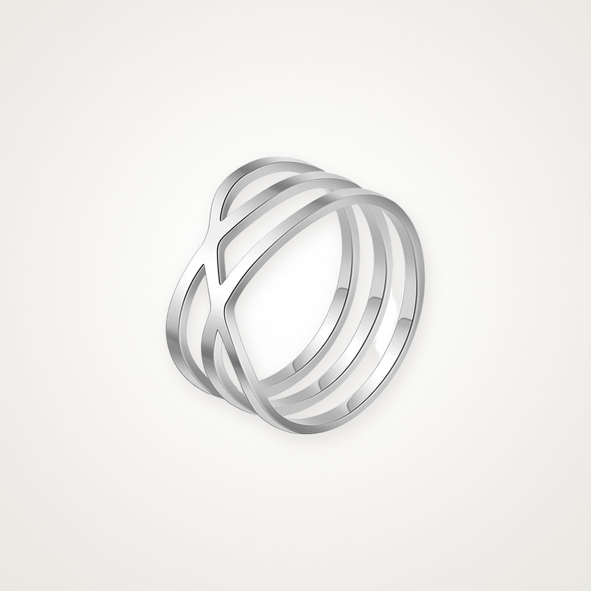 Anillo Triple cruzado plateado