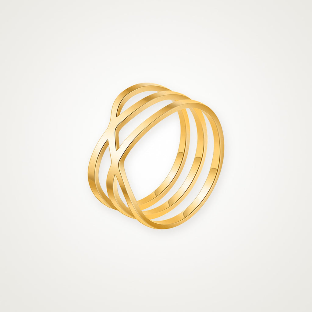 Anillo Triple cruzado dorado