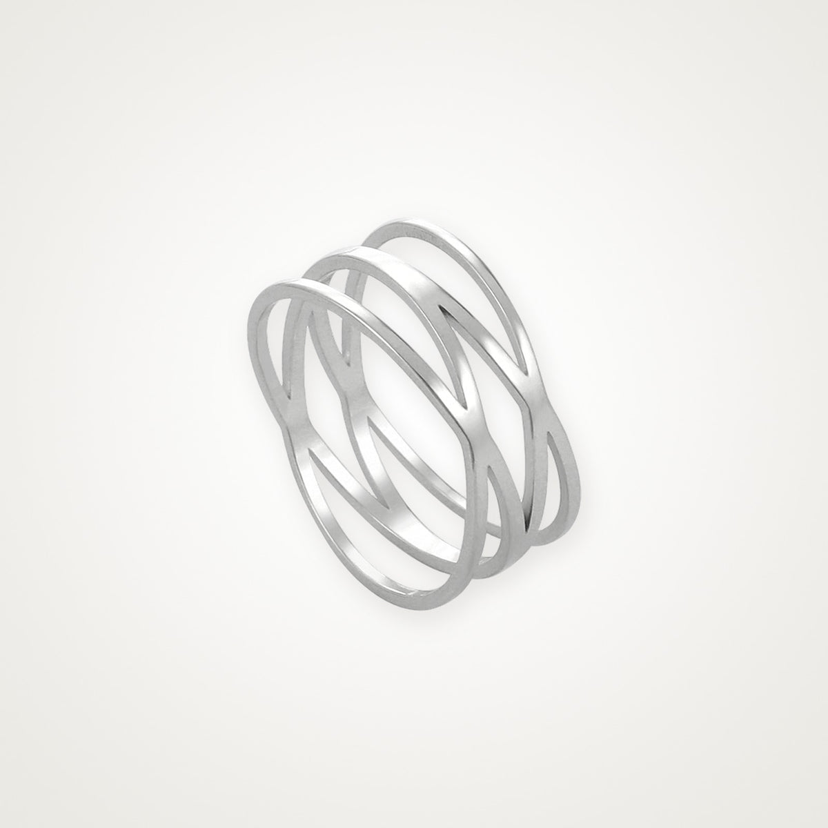 Anillo Triple espiral plateado