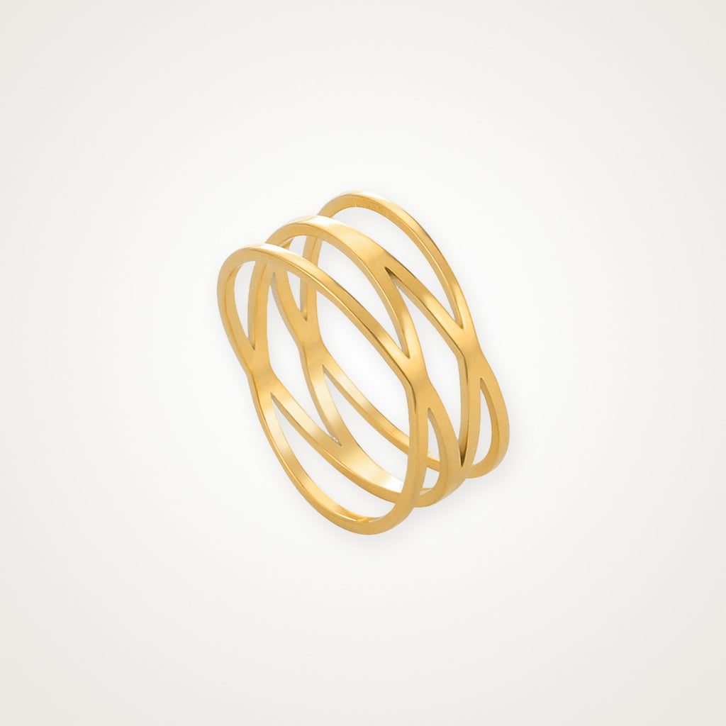 Anillo Triple espiral dorado