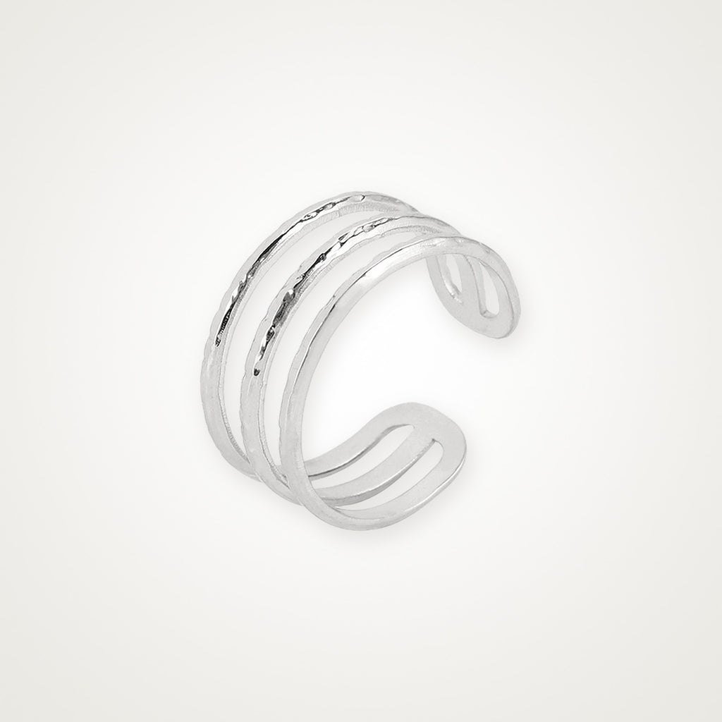 Anillo Triple fino plateado