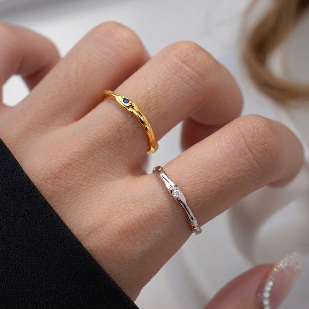 Anillo Zirconia Azul o Blanca Abierto