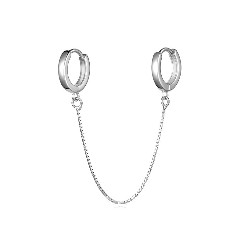 Arete Individual Doble Aro con Cadena