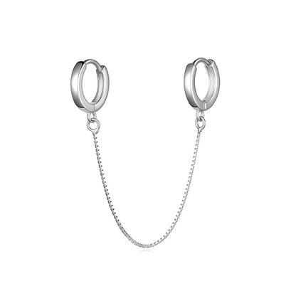 Arete Individual Doble Aro con Cadena