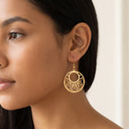Aretes Aro de filigrana dorados puestos