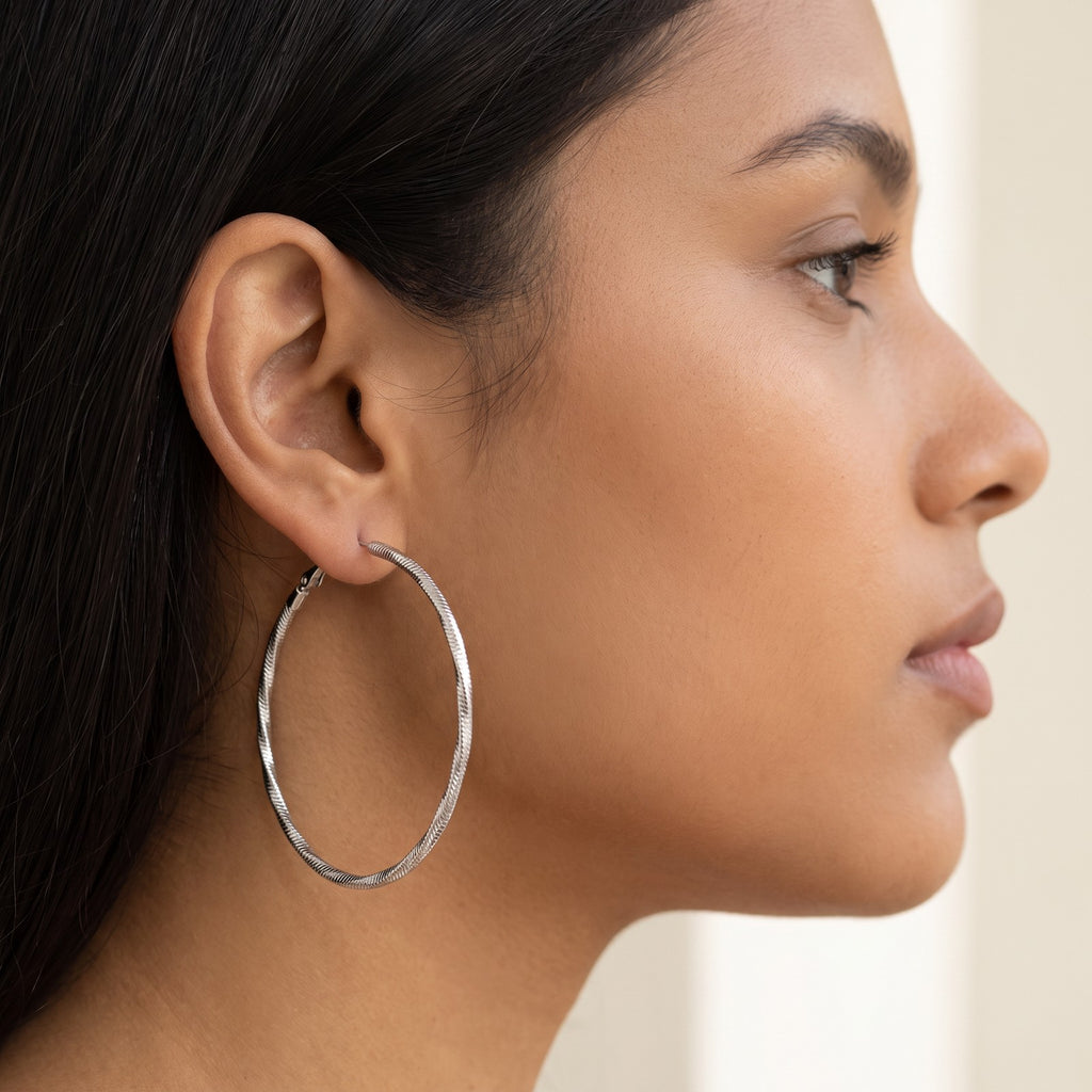 Aretes Arracadas torcidas plateados puestos