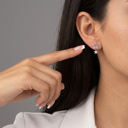 Aretes Asimétricos Estrella Colgante