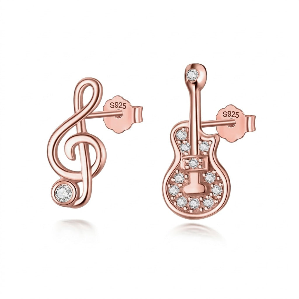 Aretes Asimétricos Guitarra y Nota Musical