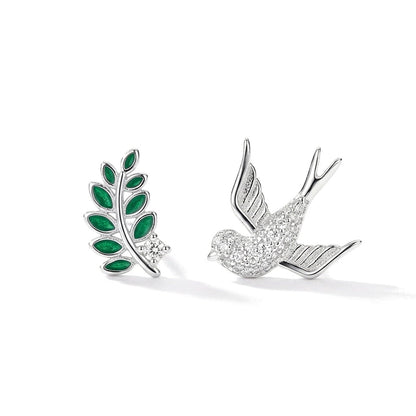 Aretes Asimétricos Pájaro y Rama