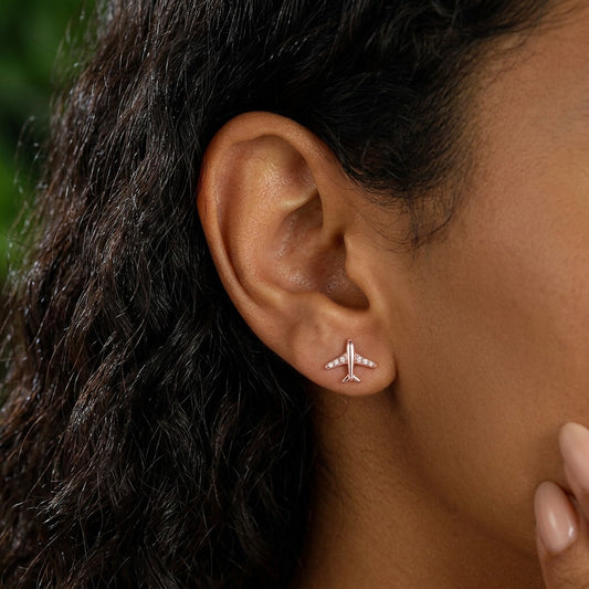 Aretes Avión con Zirconias Pavé