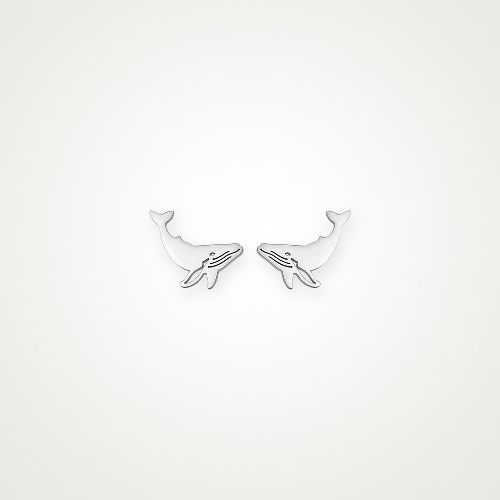 Aretes Ballena jorobada plateados