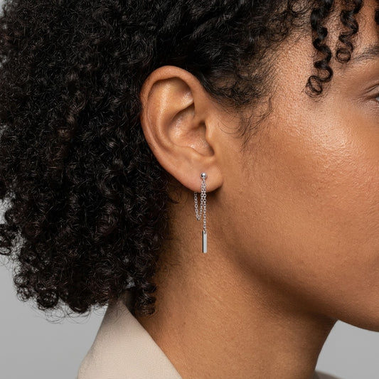 Aretes Barra Geométrica con Cadena