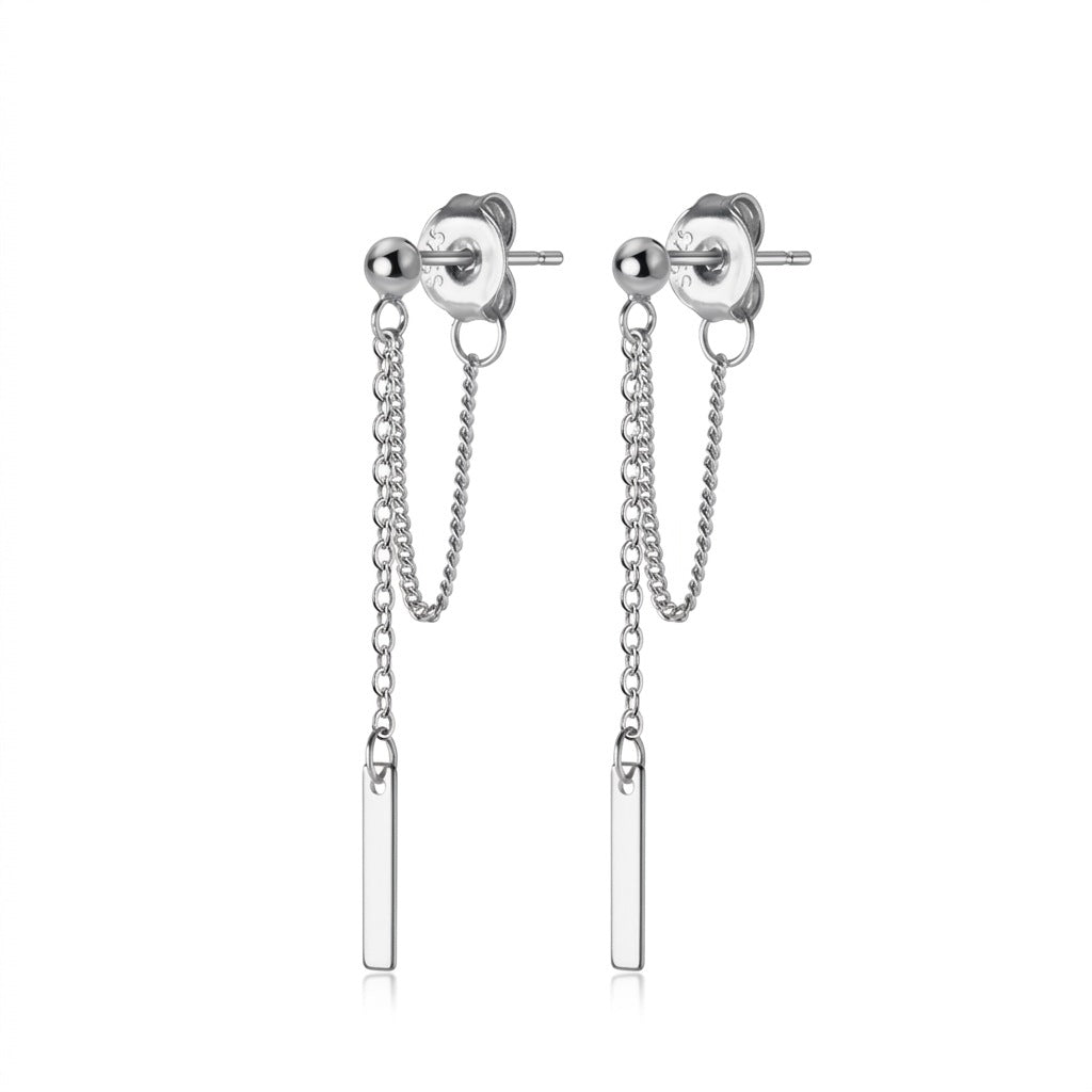 Aretes Barra Geométrica con Cadena