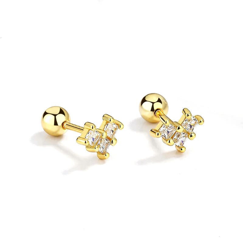 Aretes Bolita con Corazón de Zirconia