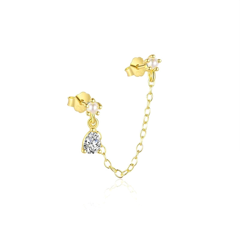 Aretes Borla de Cadena Larga