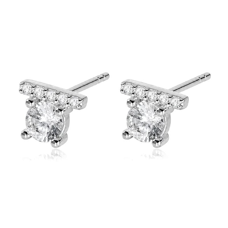 Aretes Botón Redondo con Zirconias