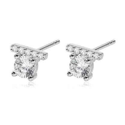 Aretes Botón Redondo con Zirconias