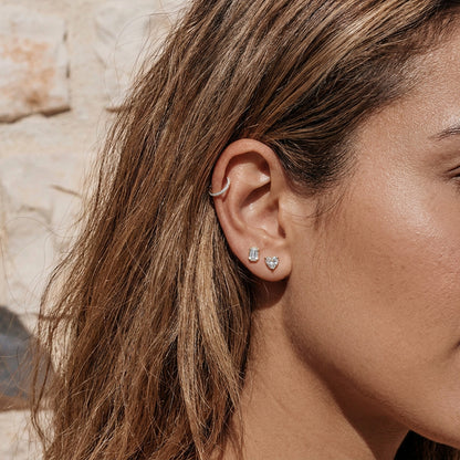 Aretes Botón Zirconia Cuadrada