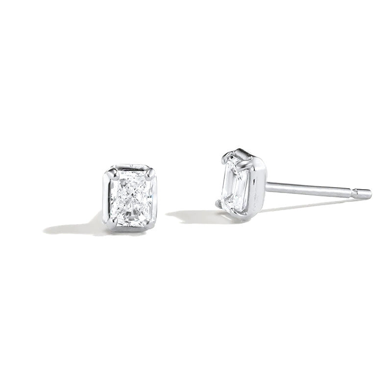 Aretes Botón Zirconia Cuadrada