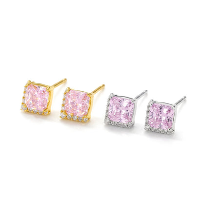 Aretes Botón Zirconia Cuadrada II