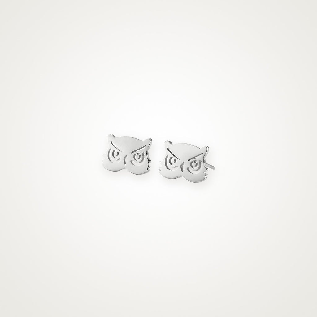 Aretes Búho plateados