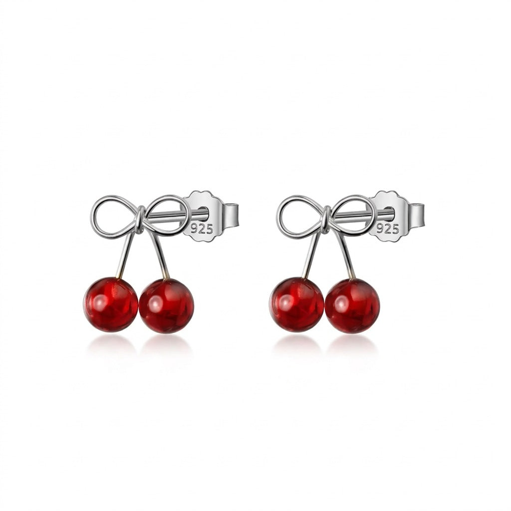 Aretes Cereza con Piedra Roja
