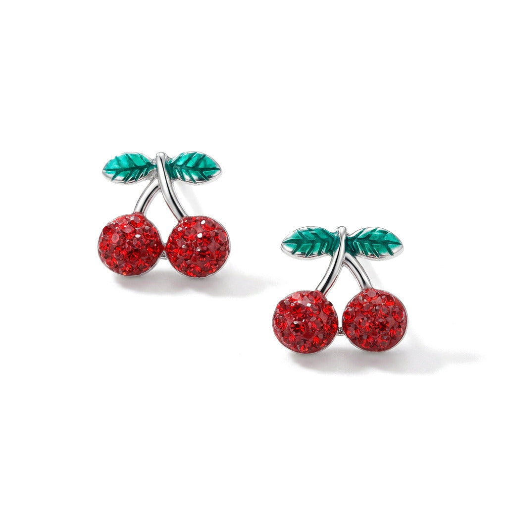 Aretes Cerezas Rojas con Zirconias