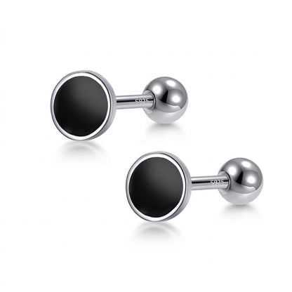 Aretes Círculo con Esmalte Negro