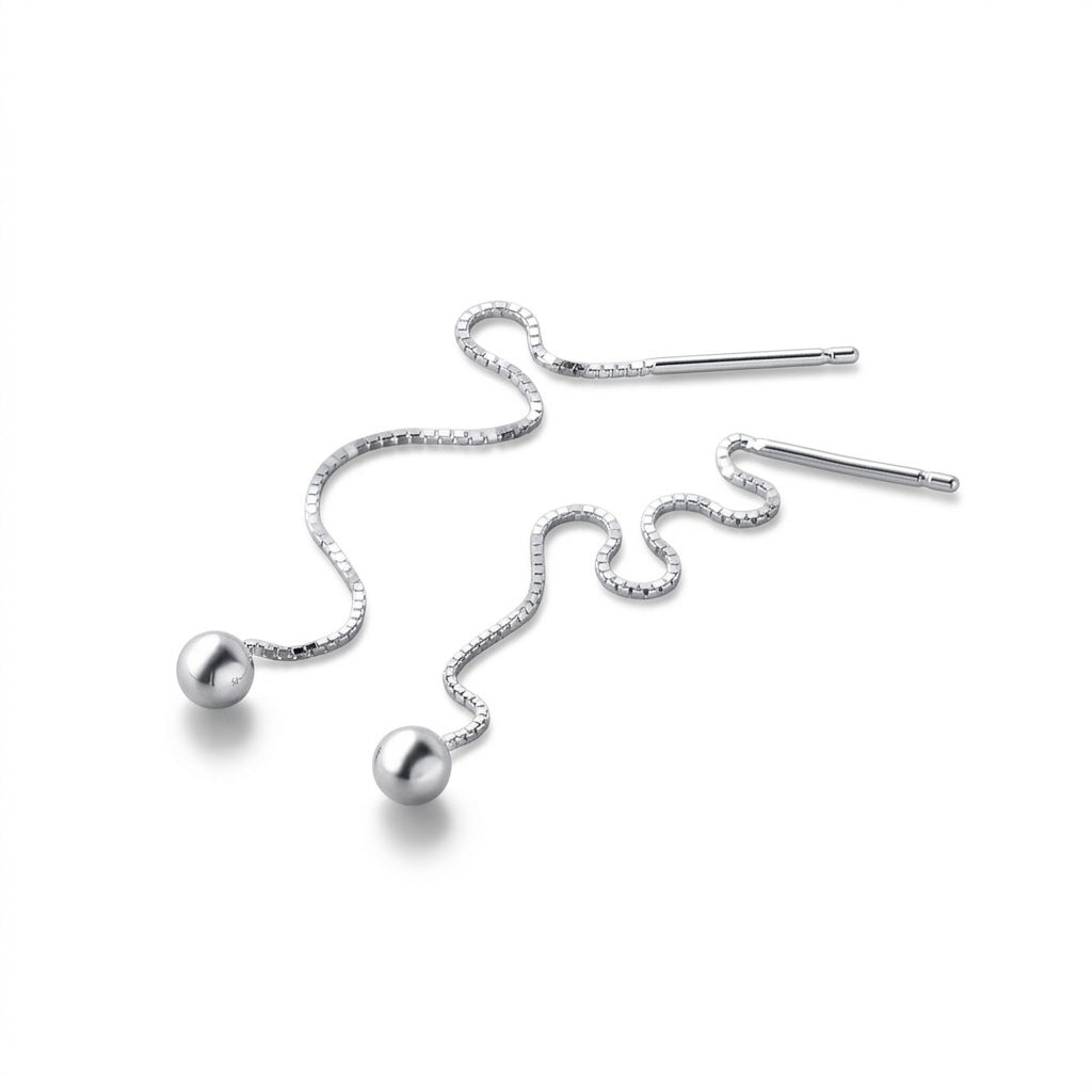 Aretes Colgantes Bolita y Barra