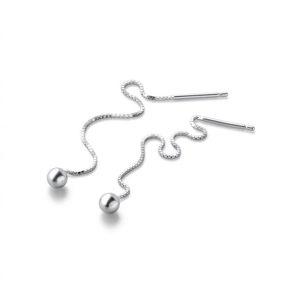 Aretes Colgantes Bolita y Barra