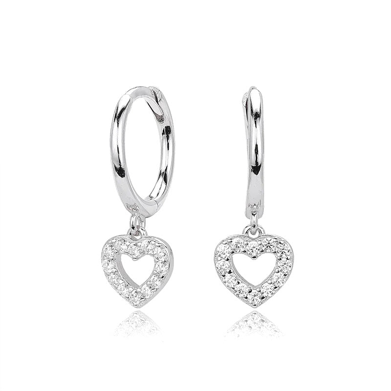 Aretes Colgantes Corazón con Zirconias