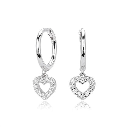 Aretes Colgantes Corazón con Zirconias