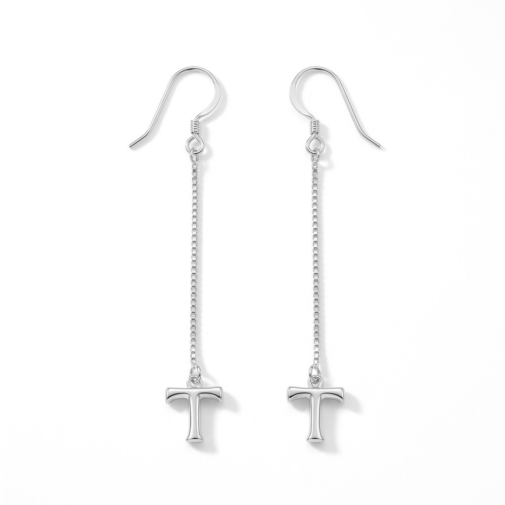Aretes Colgantes de Letra con Cadena