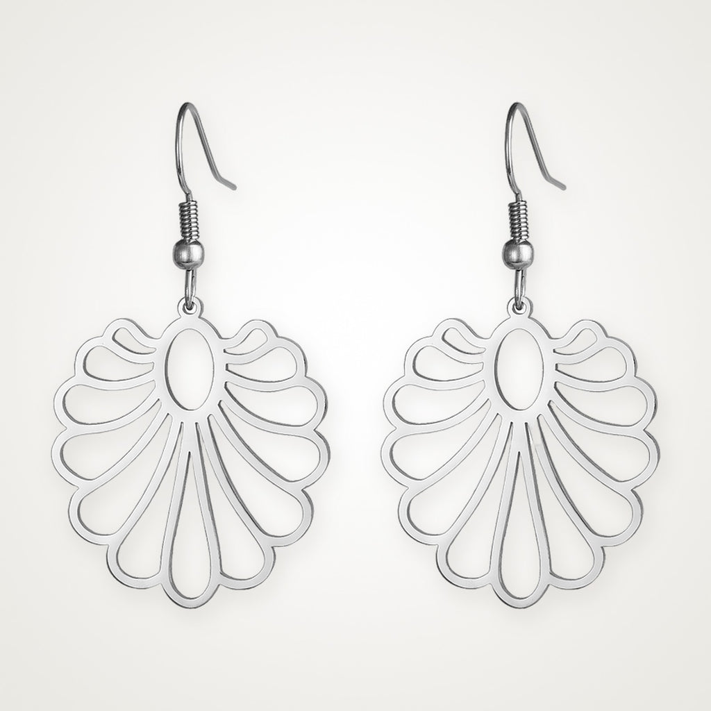 Aretes Concha calada plateados