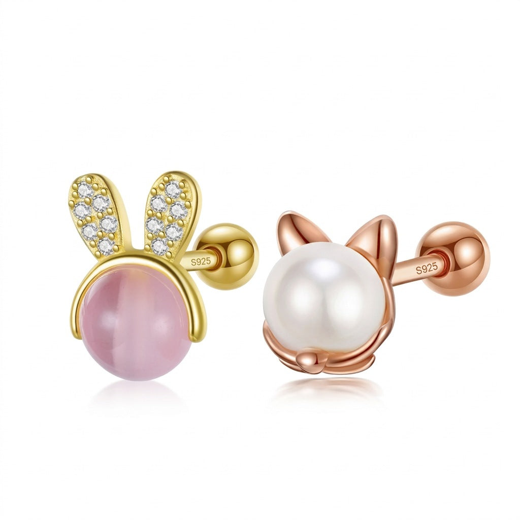 Aretes Conejito o Gatito Esmaltados