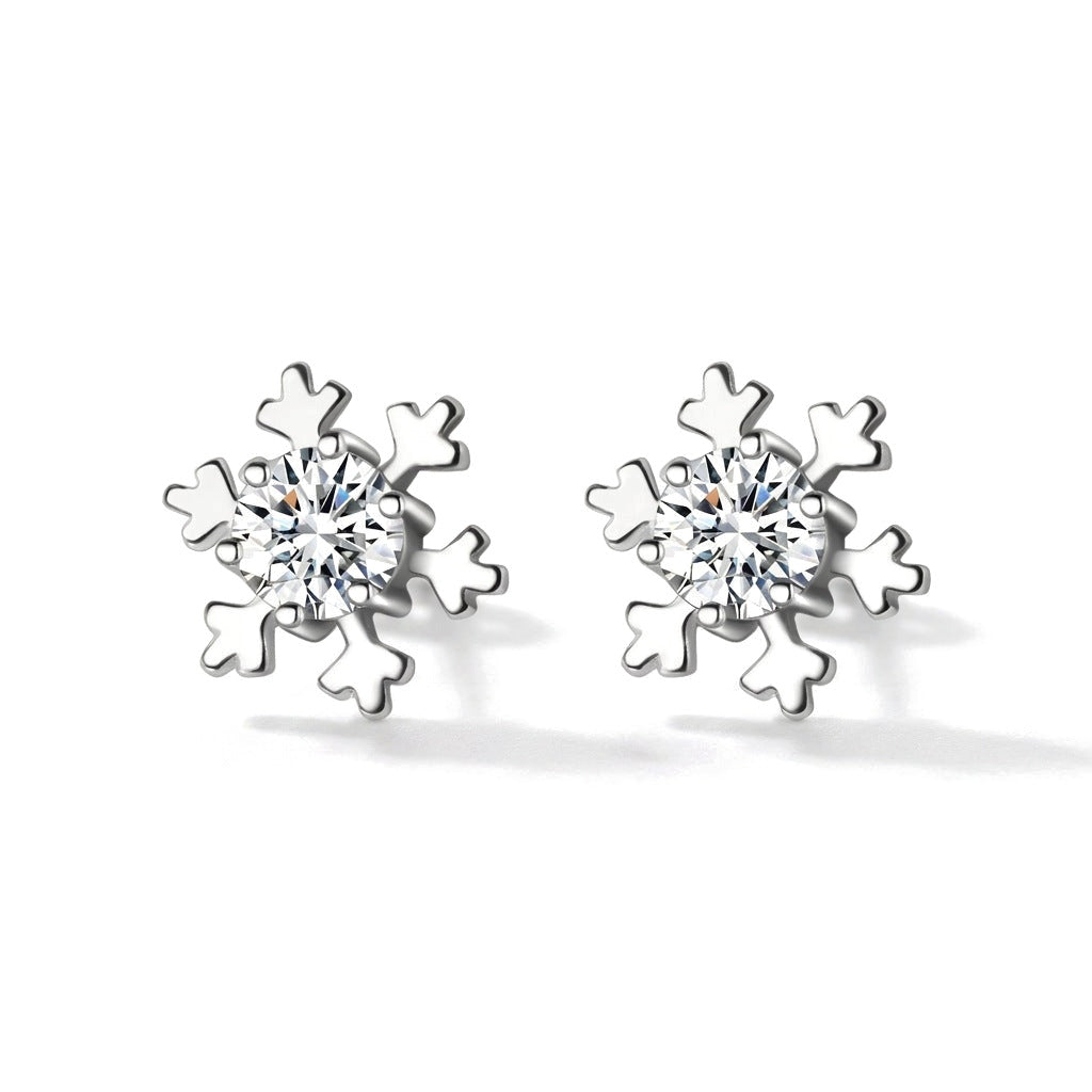 Aretes Copo de Nieve con Zirconias en Tres Colores