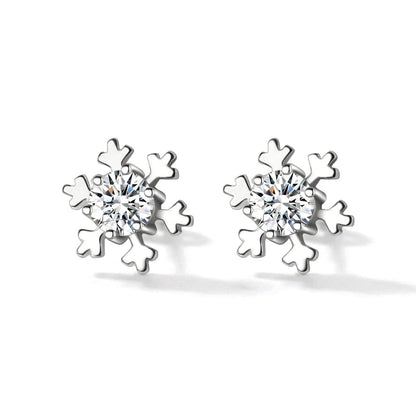 Aretes Copo de Nieve con Zirconias en Tres Colores
