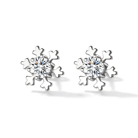 Aretes Copo de Nieve con Zirconias en Tres Colores